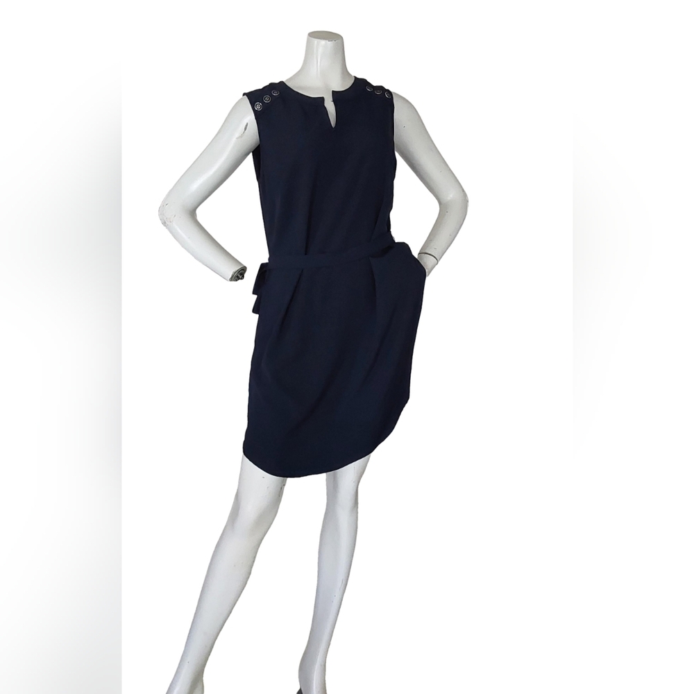 New York & Company Elegant Navy Blue Sleeveless Belted Dress/Tunic